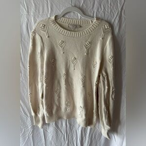 Loft Pointelle Knit Sweater Size L/XL NEVER WORN